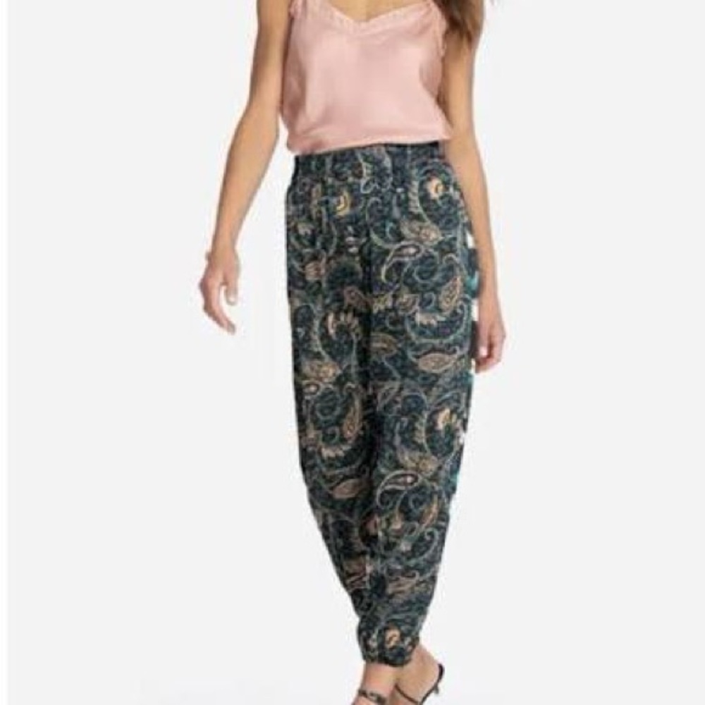 Johnny Was Silk Paisley Joggers